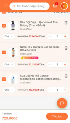 Giỏ hàng - Nhấn Đặt hàng